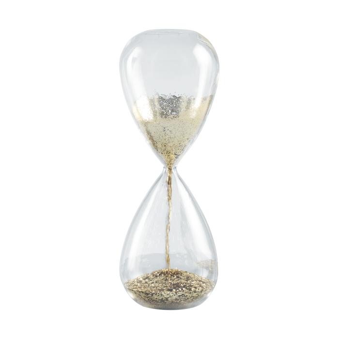 MASCAGNI CASA Glass Hourglass 26cm Sand Gold Glitter