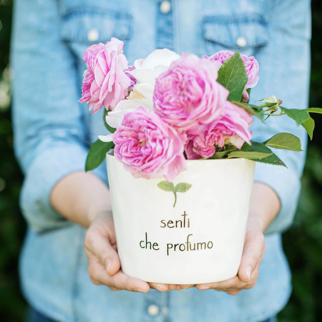 SIMPLE DAY Vase with Saucer Senti che Profumo 12.5x15cm Stoneware