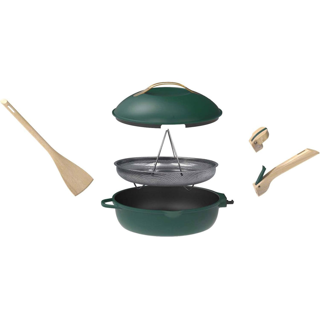 COOKUT La Favolosa Padella Casseruola Tegame 2 Manici 8 in 1 24cm Metallo Canopee Verde