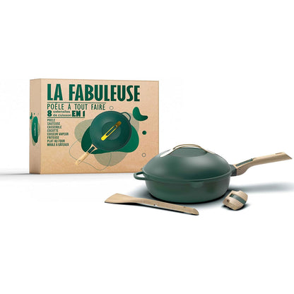 COOKUT La Favolosa Padella Casseruola Tegame 2 Manici 8 in 1 24cm Metallo Canopee Verde