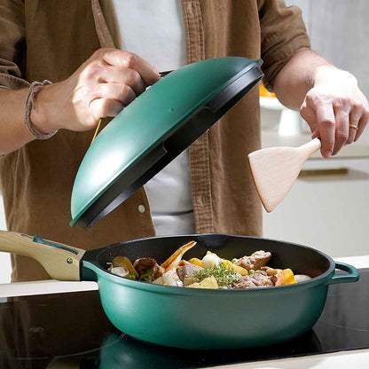 COOKUT La Favolosa Padella Casseruola Tegame 2 Manici 8 in 1 28cm Metallo Eucalipto Verde