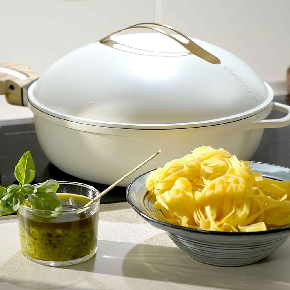 COOKUT La Favolosa Padella Casseruola Tegame 2 Manici 8 in 1 28cm Metallo Meringa