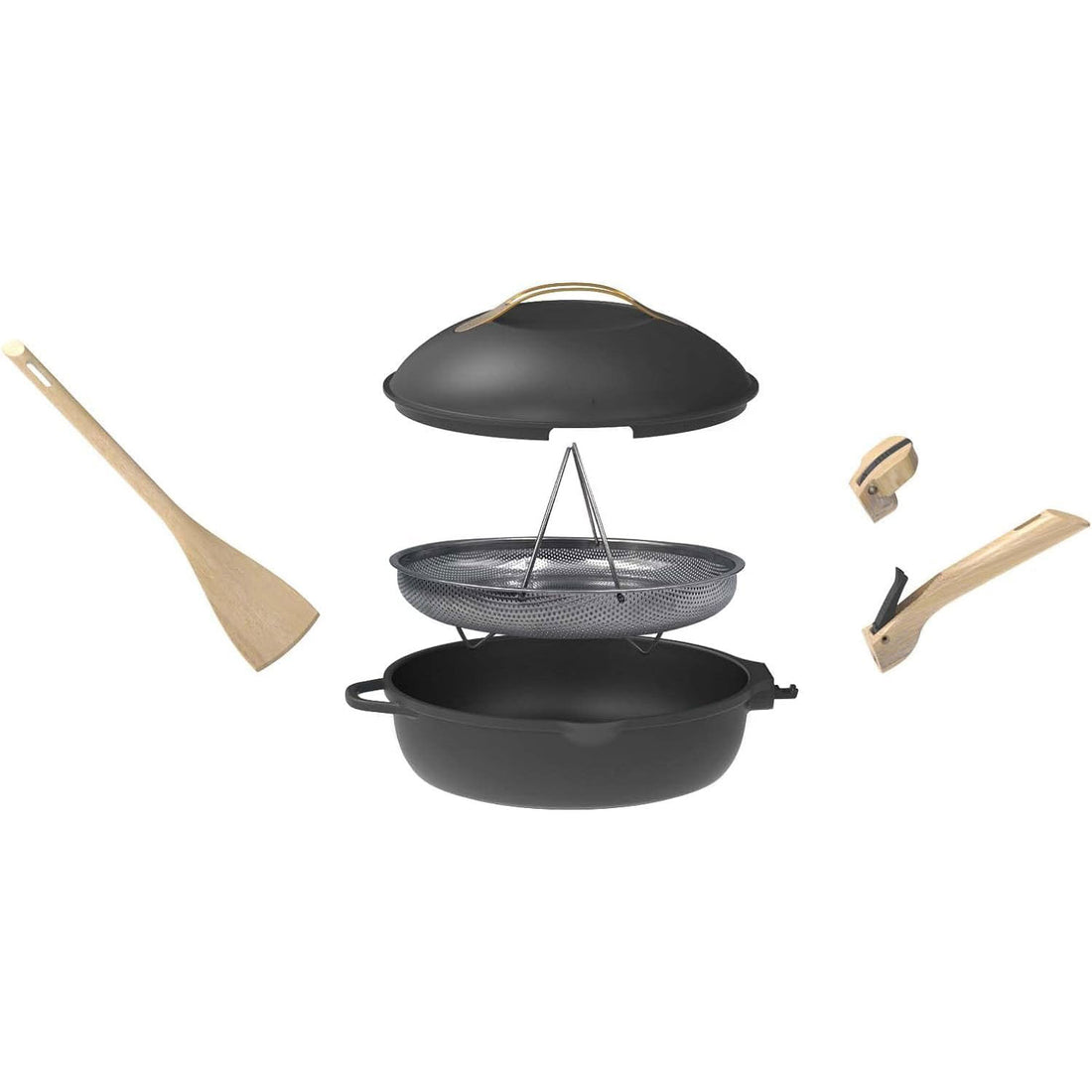 COOKUT La Favolosa Padella Casseruola Tegame 2 Manici 8 in 1 28cm Metallo Meteora Nero