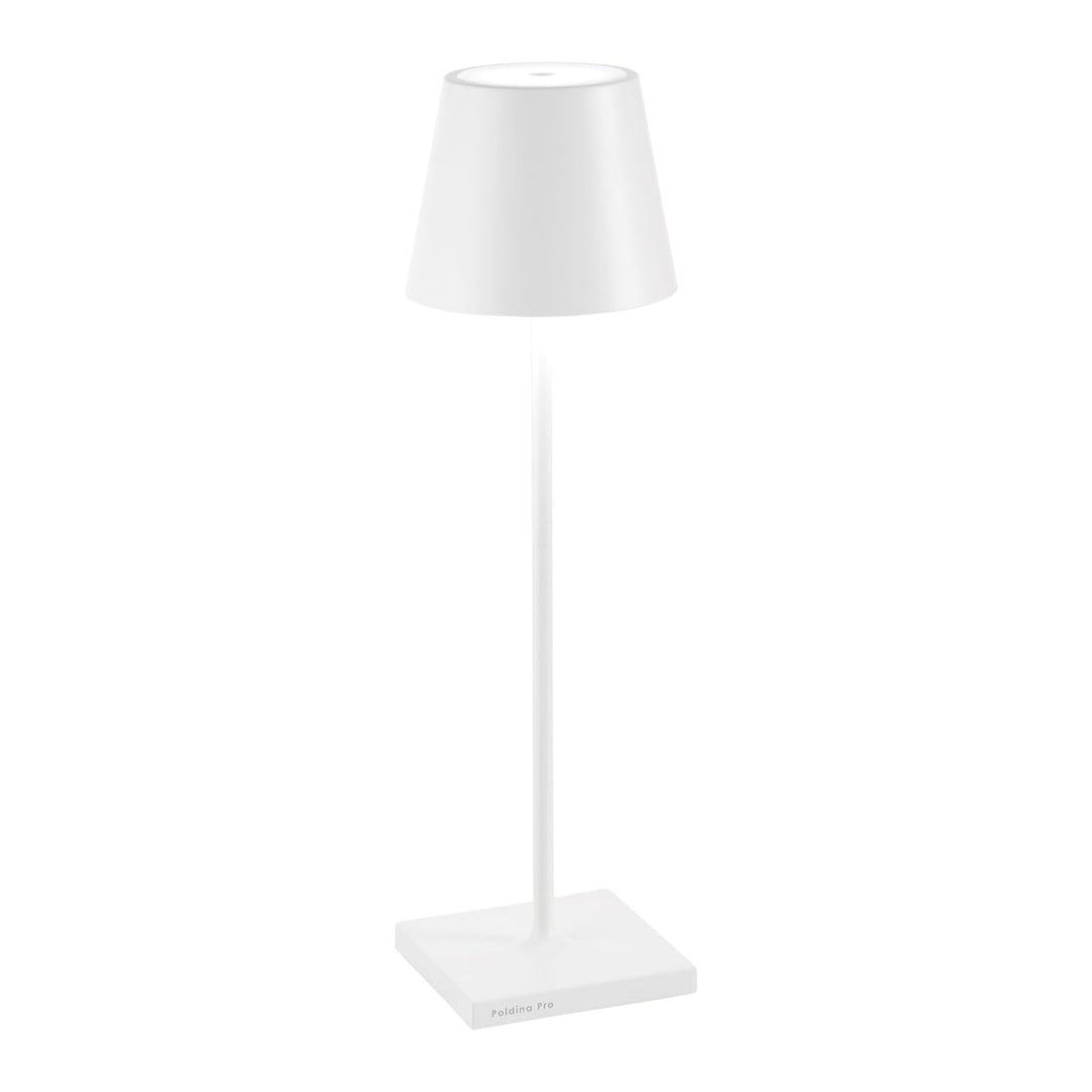 ZAFFERANO Poldina PRO Lampada da Tavolo 38cm LED Ricaricabile Senza Fili Bianco Alluminio