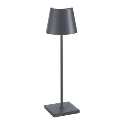 ZAFFERANO Poldina PRO Lampada da Tavolo 38cm LED Grigio Scuro Ricaricabile Senza Fili Alluminio