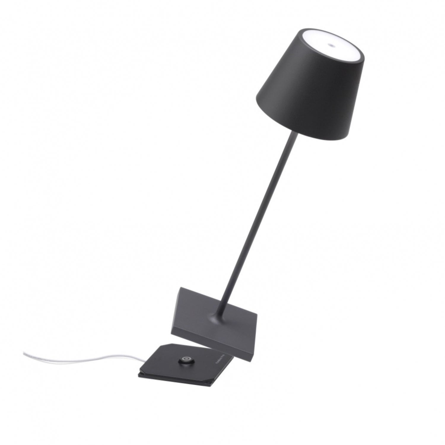 ZAFFERANO Poldina PRO Lampada da Tavolo 38cm LED Grigio Scuro Ricaricabile Senza Fili Alluminio