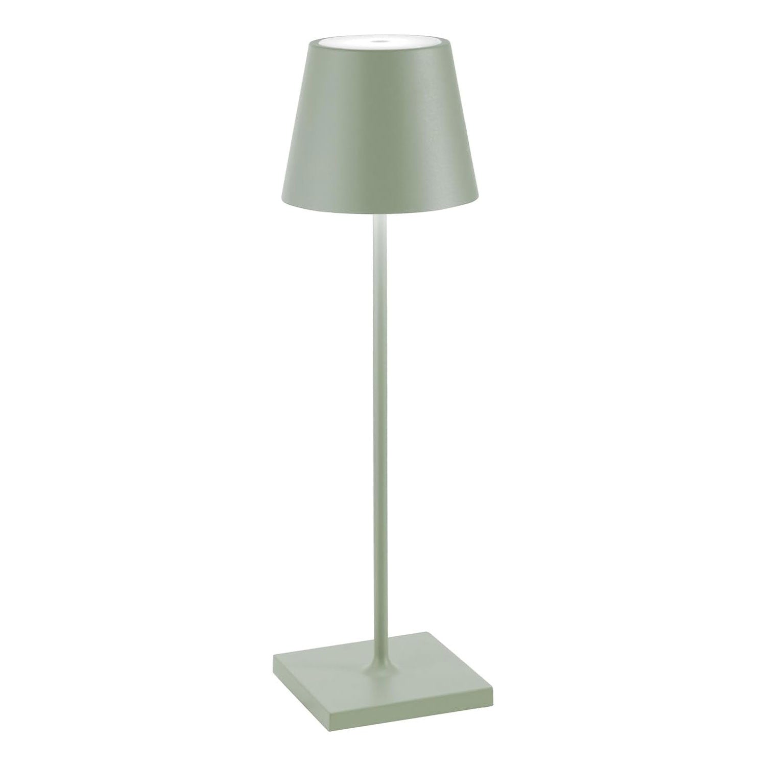 ZAFFERANO Poldina PRO Lampada da Tavolo 38cm LED Ricaricabile Senza Fili Salvia Alluminio