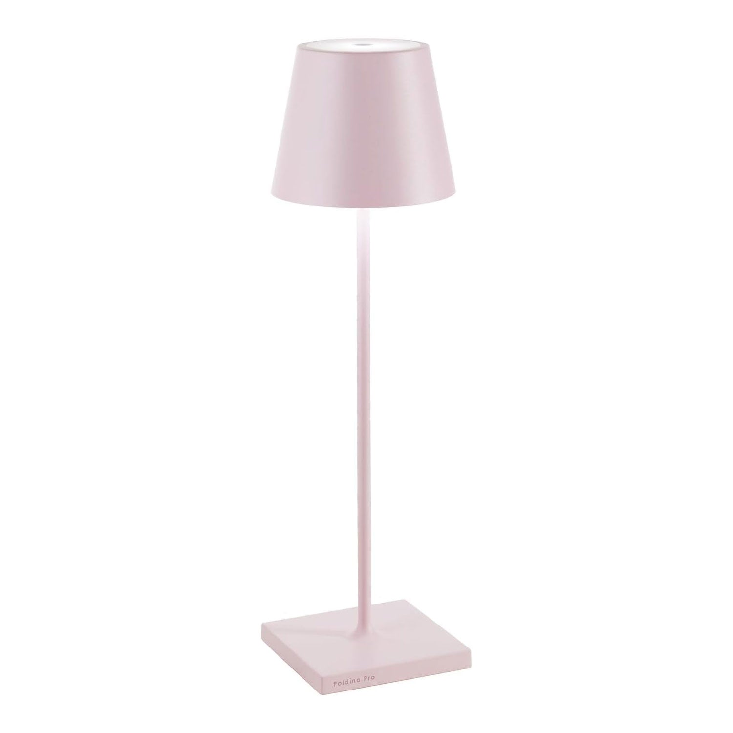 ZAFFERANO Poldina PRO Lampada da Tavolo 38cm LED Ricaricabile Senza Fili Rosa Alluminio