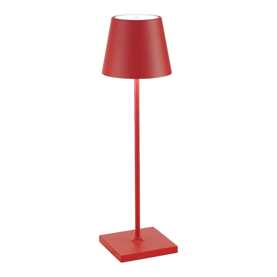ZAFFERANO Poldina PRO Lampada da Tavolo 38cm LED Ricaricabile Senza Fili Rosso Alluminio