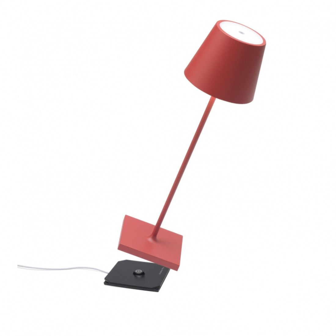 ZAFFERANO Poldina PRO Lampada da Tavolo 38cm LED Ricaricabile Senza Fili Rosso Alluminio