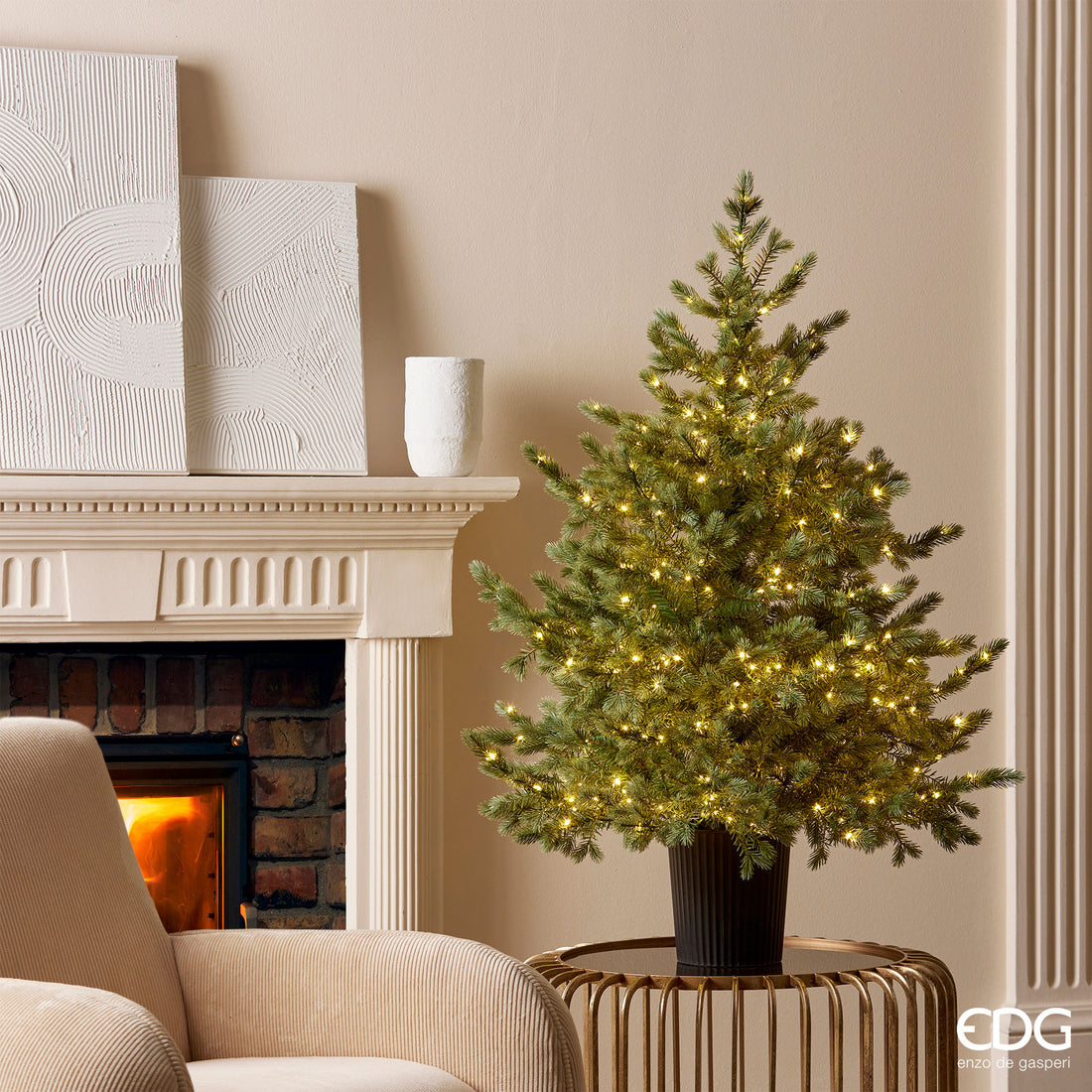 EDG Enzo De Gasperi Albero di Natale Pino Argentato 120x99cm 480 LED Realistico Natural 1423 Rami