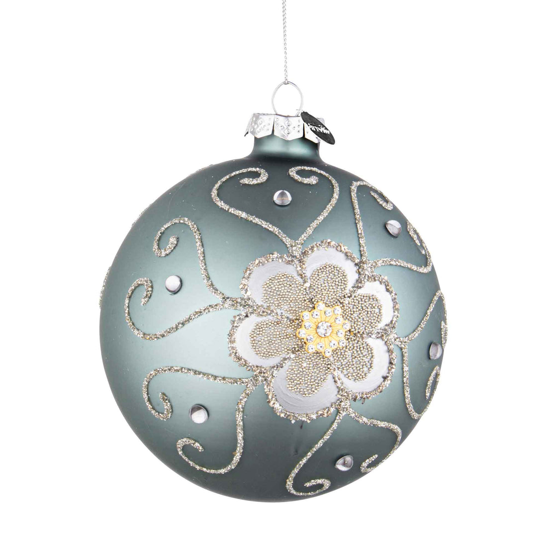 BIZZOTTO Addobbo Sfera Pallina Palla Albero di Natale Floret Vetro 10cm Avio