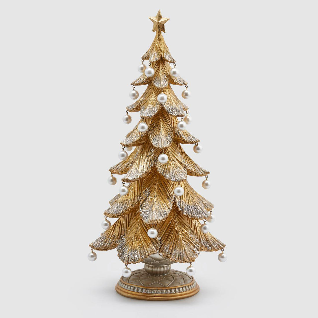 EDG Enzo De Gasperi Pino Albero di Natale con Perle 46x22cm Resina Decorazione Natalizia