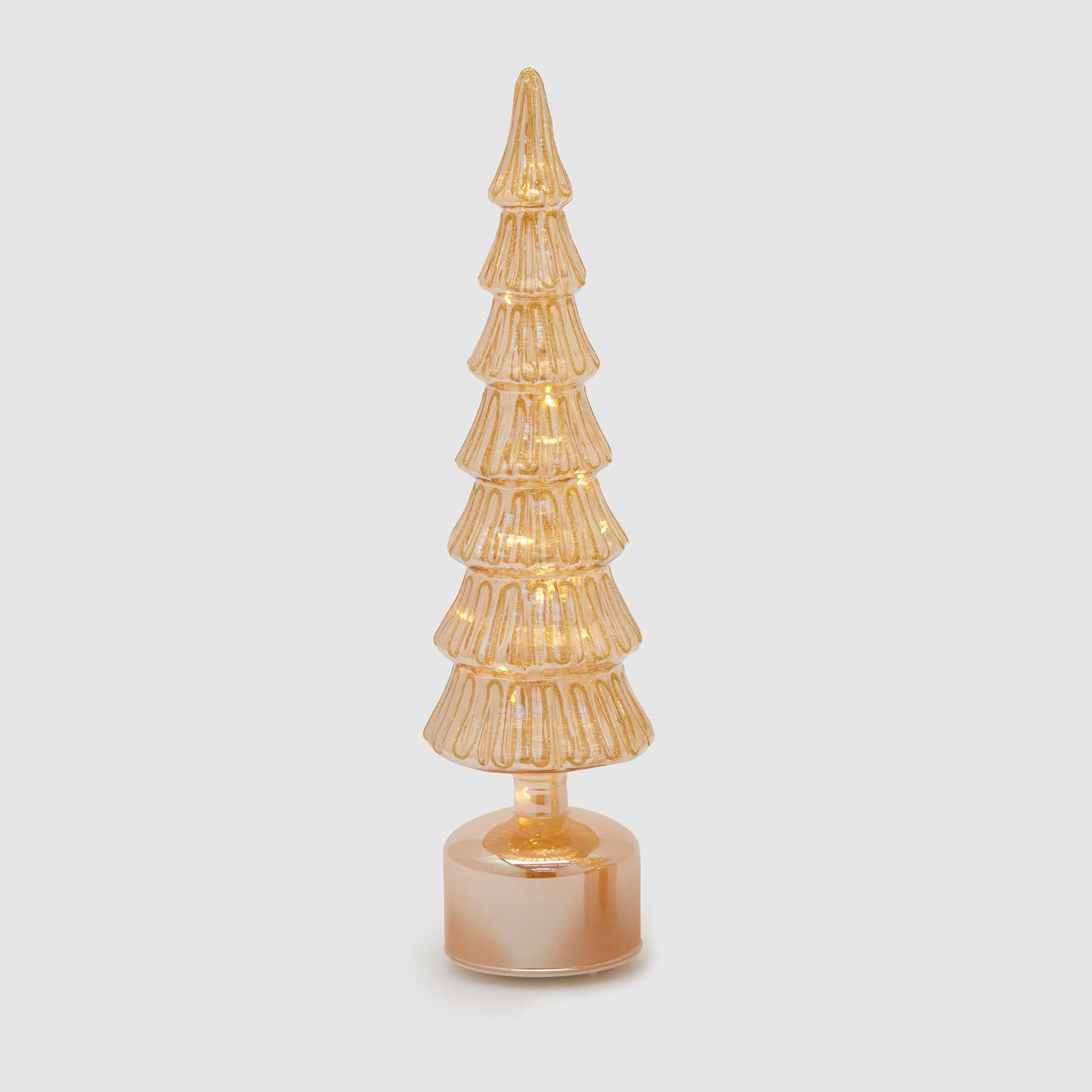 EDG Enzo De Gasperi Pino Twist Albero di Natale in Vetro con LED e Movimento 41cm Oro Decorazione Natalizia