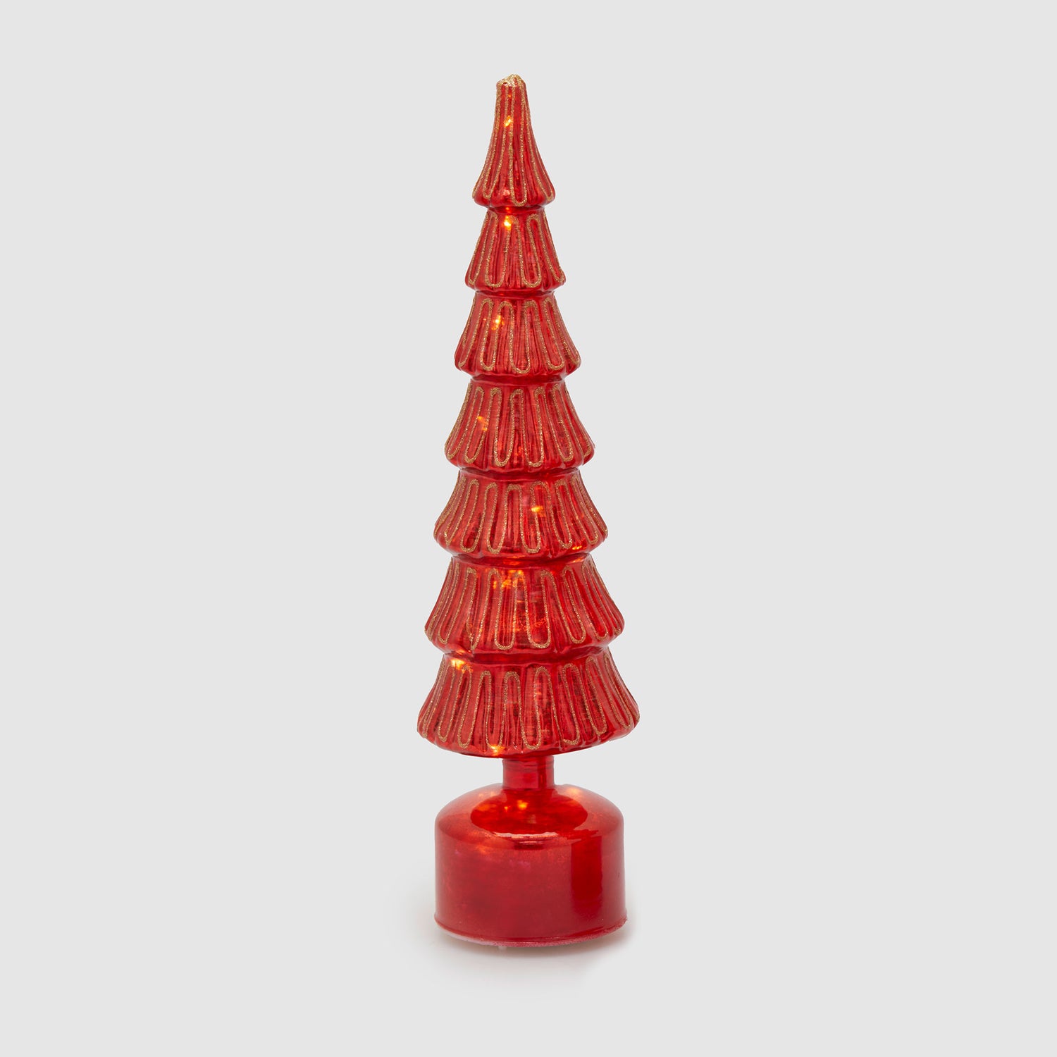 EDG Enzo De Gasperi Pino Twist Albero di Natale in Vetro con LED e Movimento 41cm Rosso Decorazione Natalizia