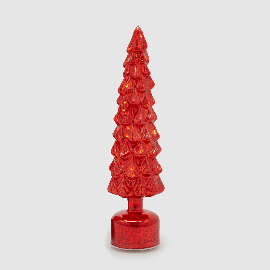 EDG Enzo De Gasperi Pino Twist Albero di Natale in Vetro con LED e Movimento 41cm Rosso Decorazione Natalizia