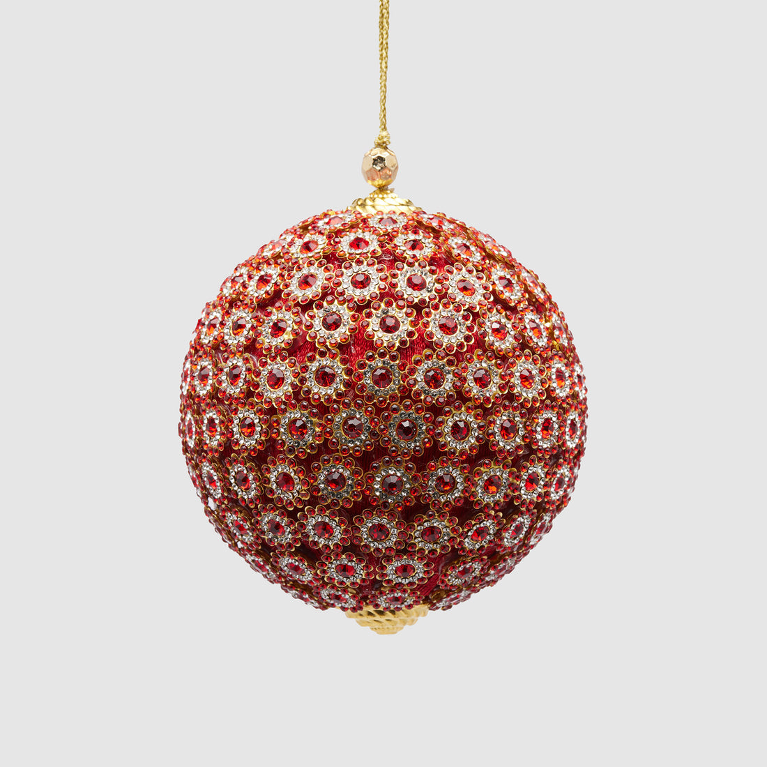 EDG Enzo De Gasperi Sfera Pallina per Albero di Natale Diamond con Gemme 10cm Rosso