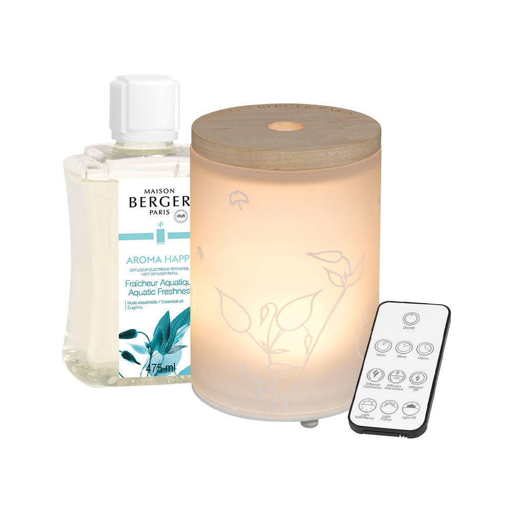 LAMPE BERGER Diffusore Elettrico con Ricarica da 475ml Aroma Happy Fraicheur Aquatique