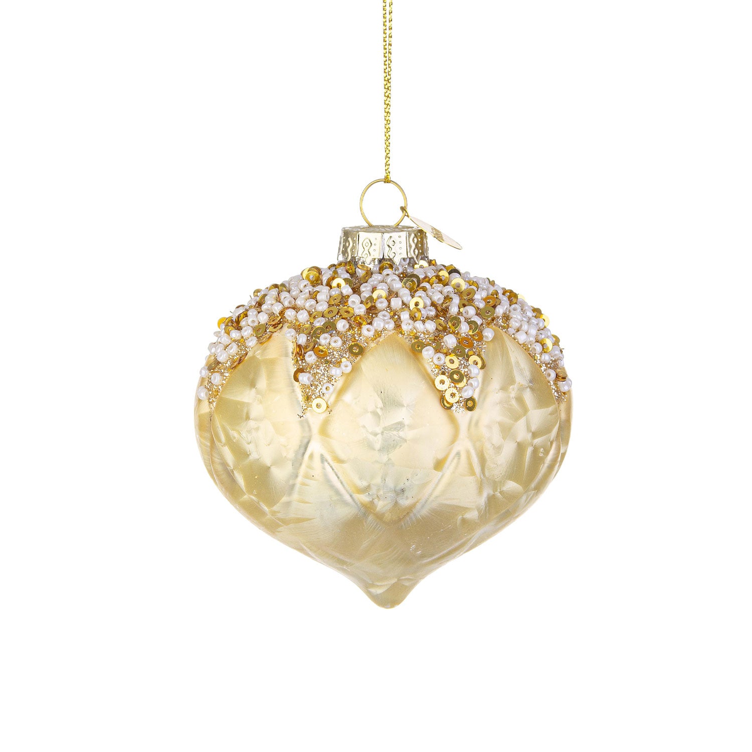 BIZZOTTO Pendaglio Pallina Sfera in Vetro per Albero di Natale 10x7cm Aleixa Champagne