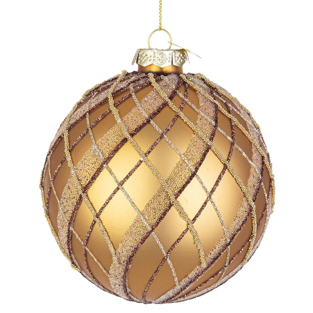 BIZZOTTO Pallina Sfera in Vetro per Albero di Natale 10cm Twist Oro