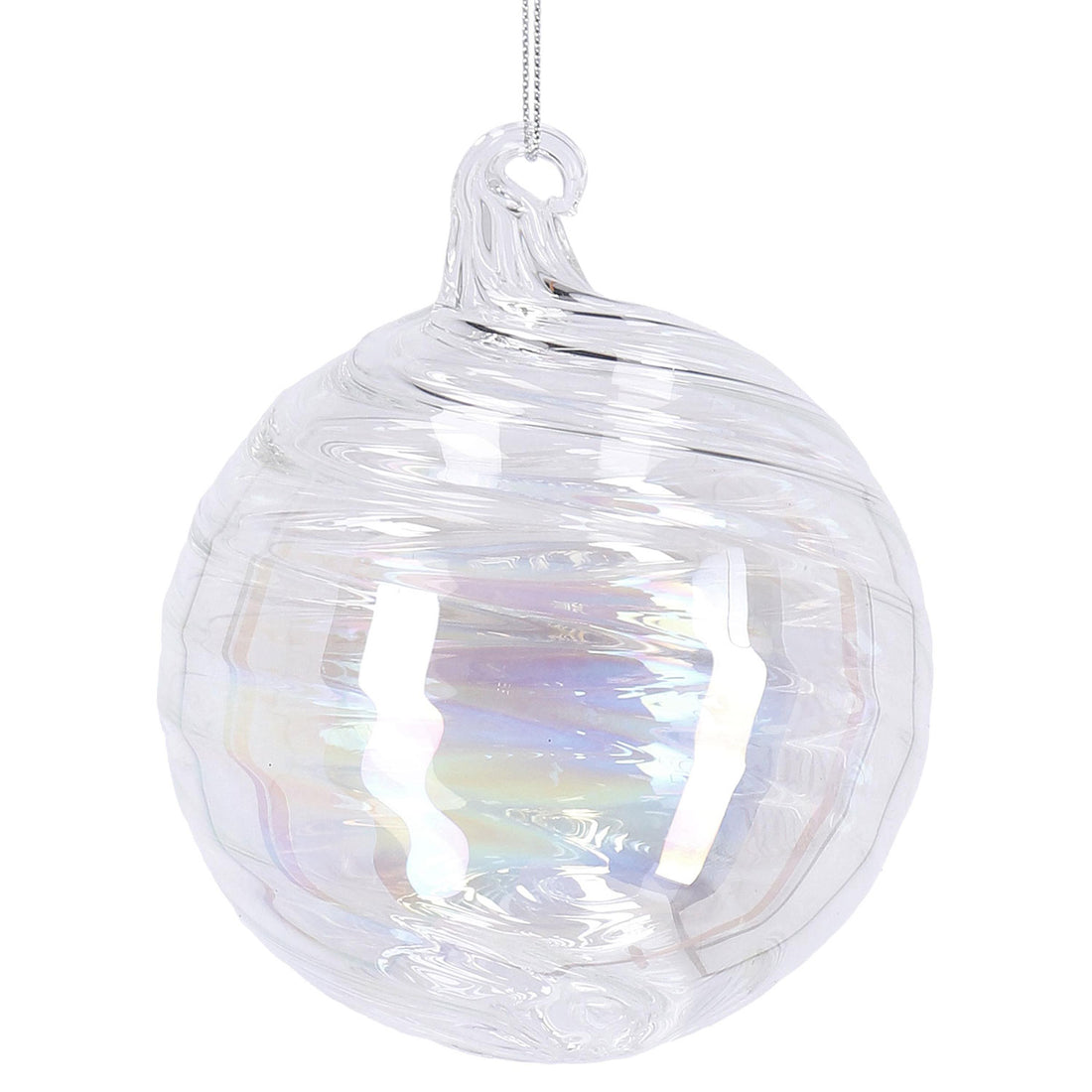 BIZZOTTO Pallina Sfera in Vetro per Albero di Natale Spiral 10cm Iridescente