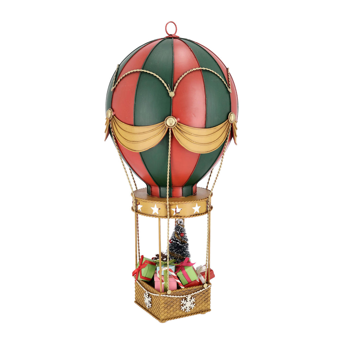 BIZZOTTO Mongolfiera Noelle con Pino Decorazione Natalizia 66x24,5cm Resina