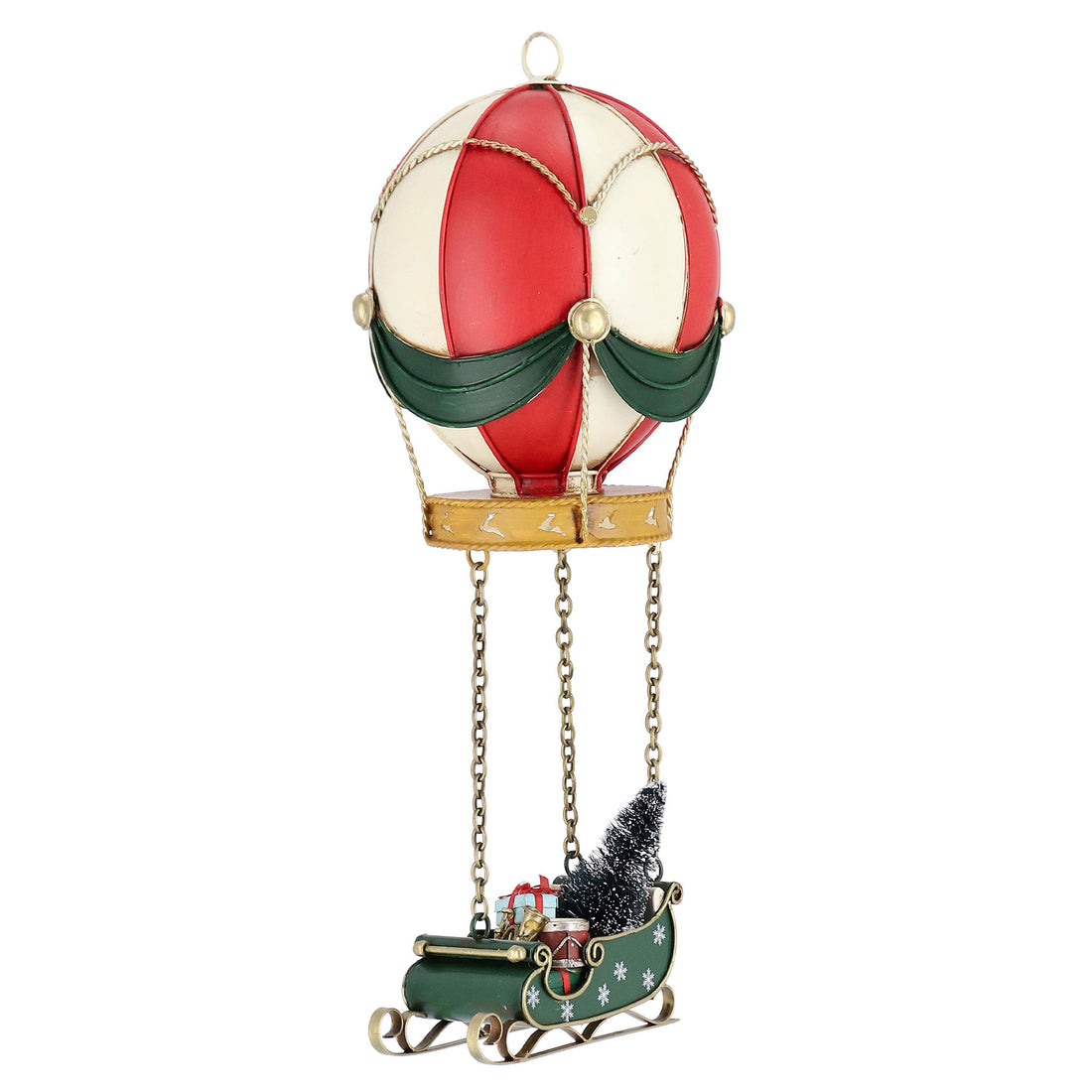 BIZZOTTO Mongolfiera Noelle con Slitta Decorazione Natalizia 66x24,5cm Resina