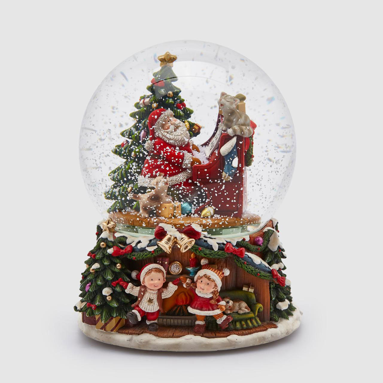 EDG Enzo De Gasperi Palla Globo di Neve Carillon con Babbo Natale 21x16cm Decorazione Natalizia