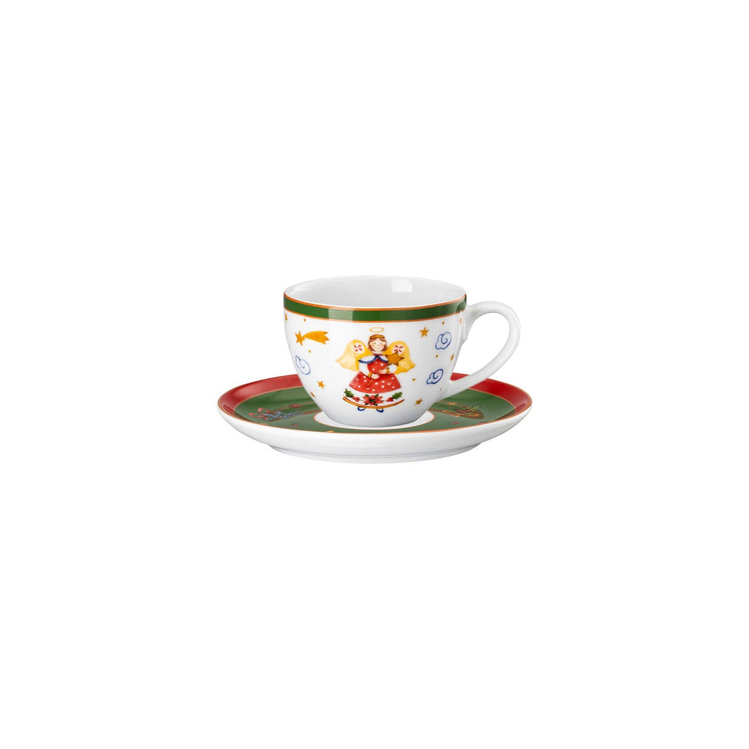 HUTSCHENREUTHER Happy Wintertime Tazza Espresso 100ml con Piattino 12cm Porcellana Tavola Natalizia