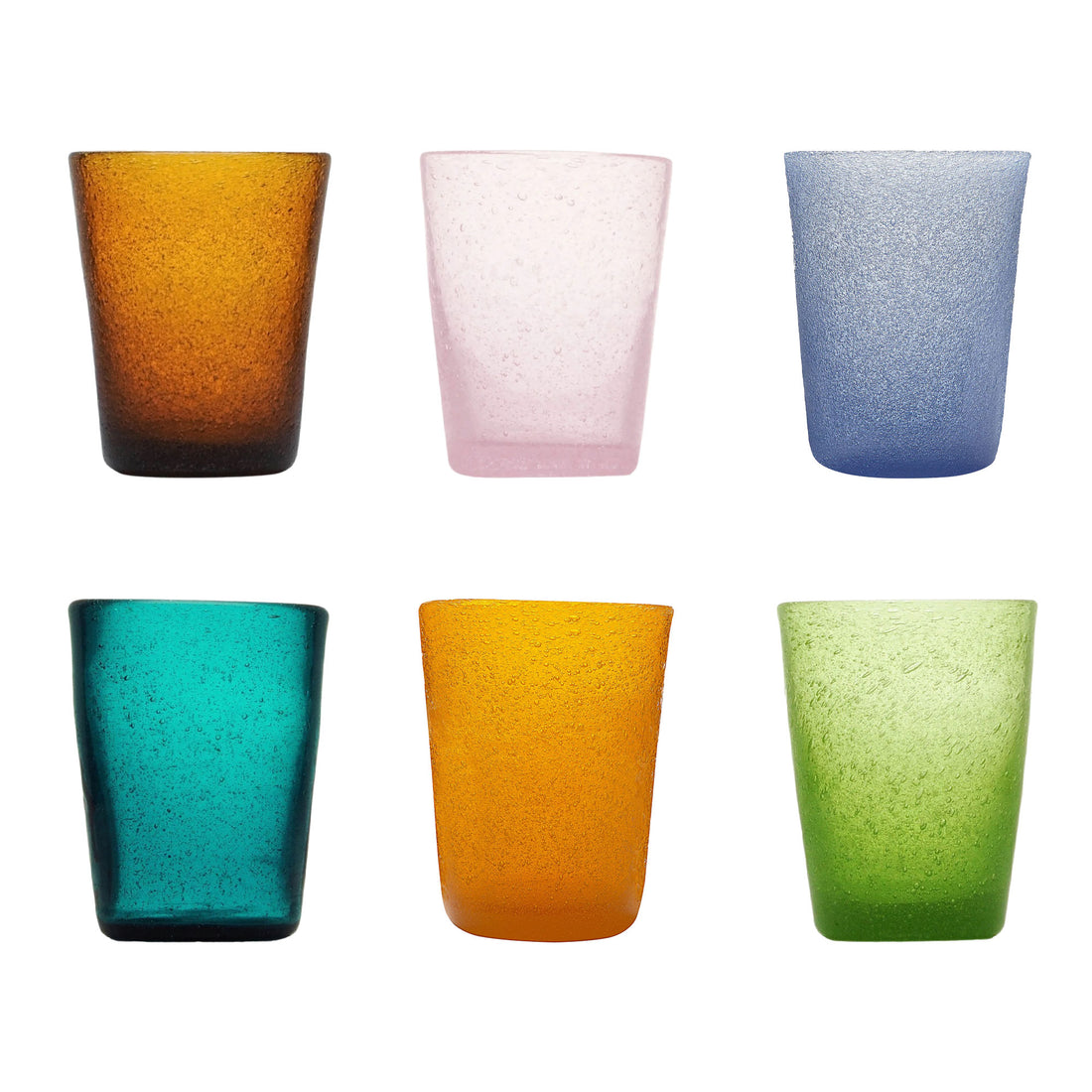 MEMENTO Bicchieri Acqua Colorati Capri Set 6 Pezzi 250ml Pasta di Vetro