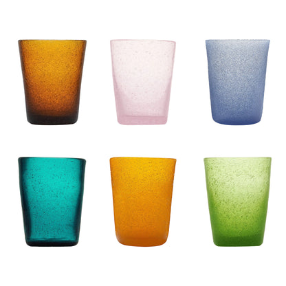 MEMENTO Bicchieri Acqua Colorati Capri Set 6 Pezzi 250ml Pasta di Vetro