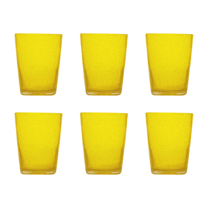 MEMENTO Bicchieri Acqua Monocolore Yellow Giallo Set 6 Pezzi 250ml Pasta di Vetro