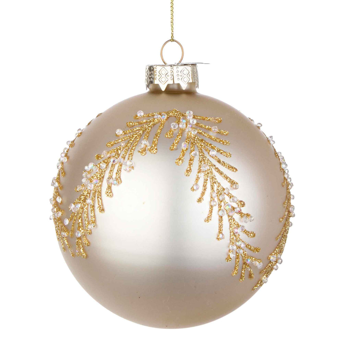 BIZZOTTO Sphere Decoration Decorated Christmas Tree Gem Glass Ball 10cm Champagne