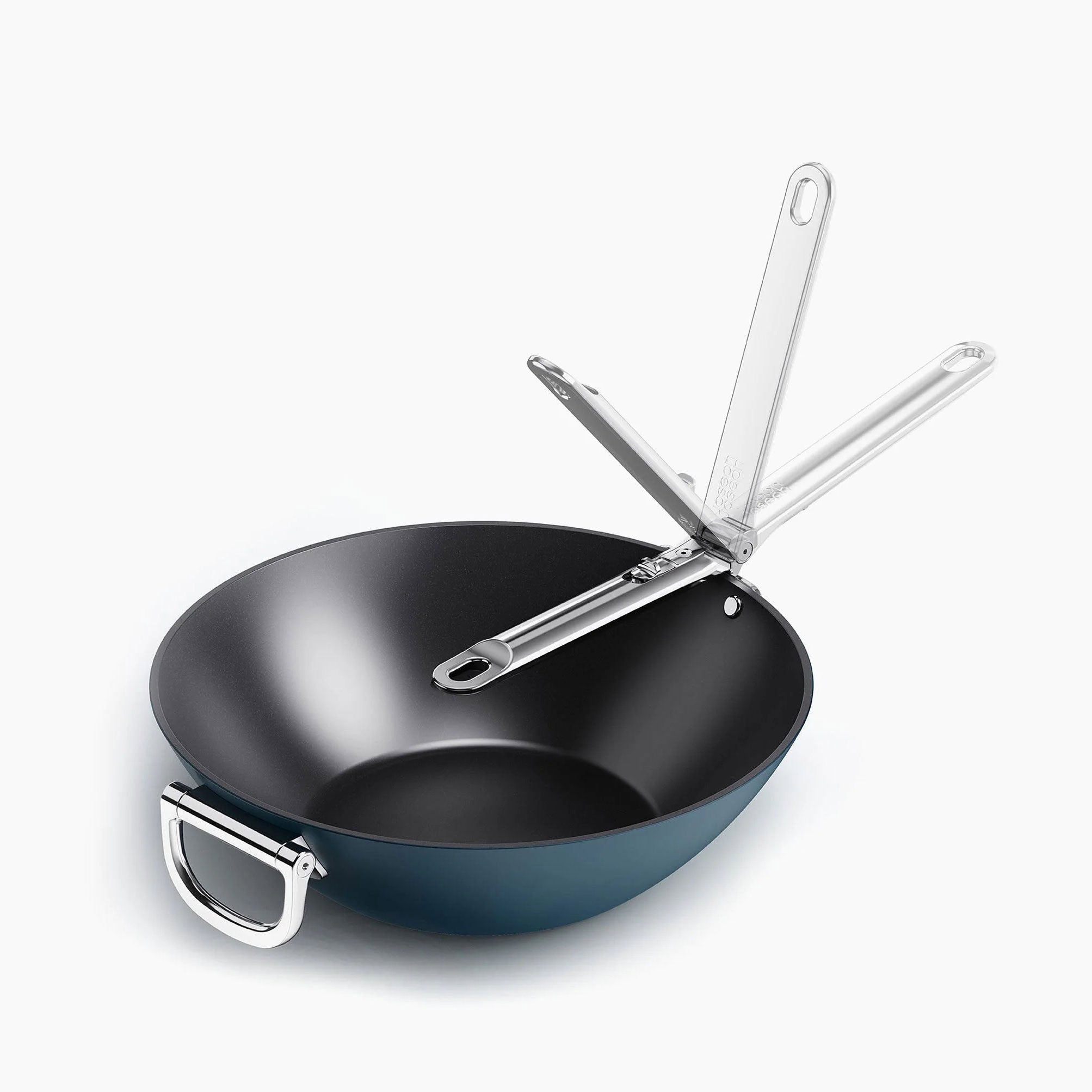 JOSEPH JOSEPH Padella Wok con Manico Pieghevole Space 32cm Ceramica Antiaderente Blu