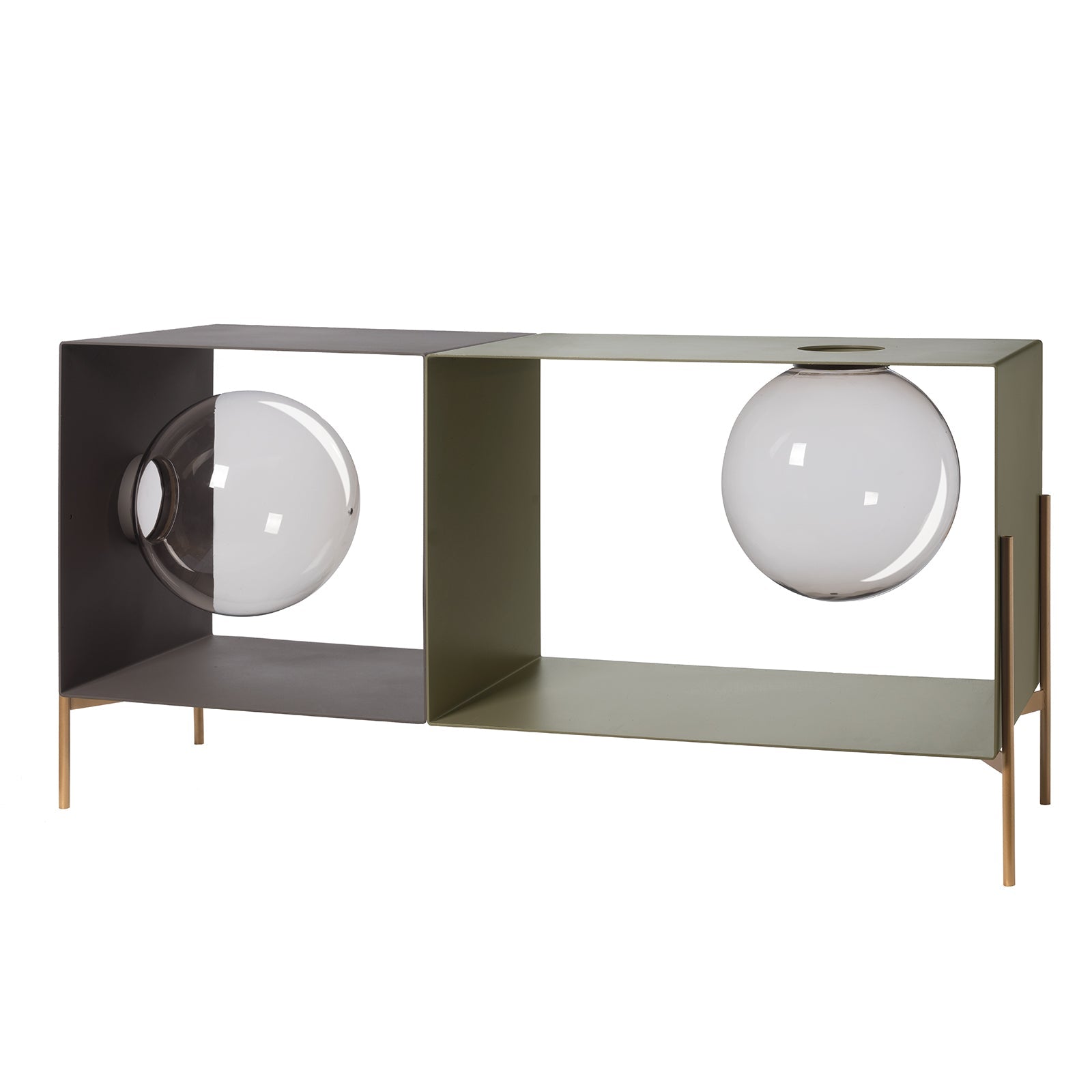 ARTI &amp; MESTIERI Mobile da Soggiorno di Design Globe Double Fango Giada Base Oro Laccato