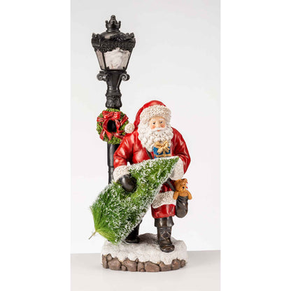 LAMART - Santa Claus Street Lamp w/LED Christmas Decoration 47cm Gold Resin