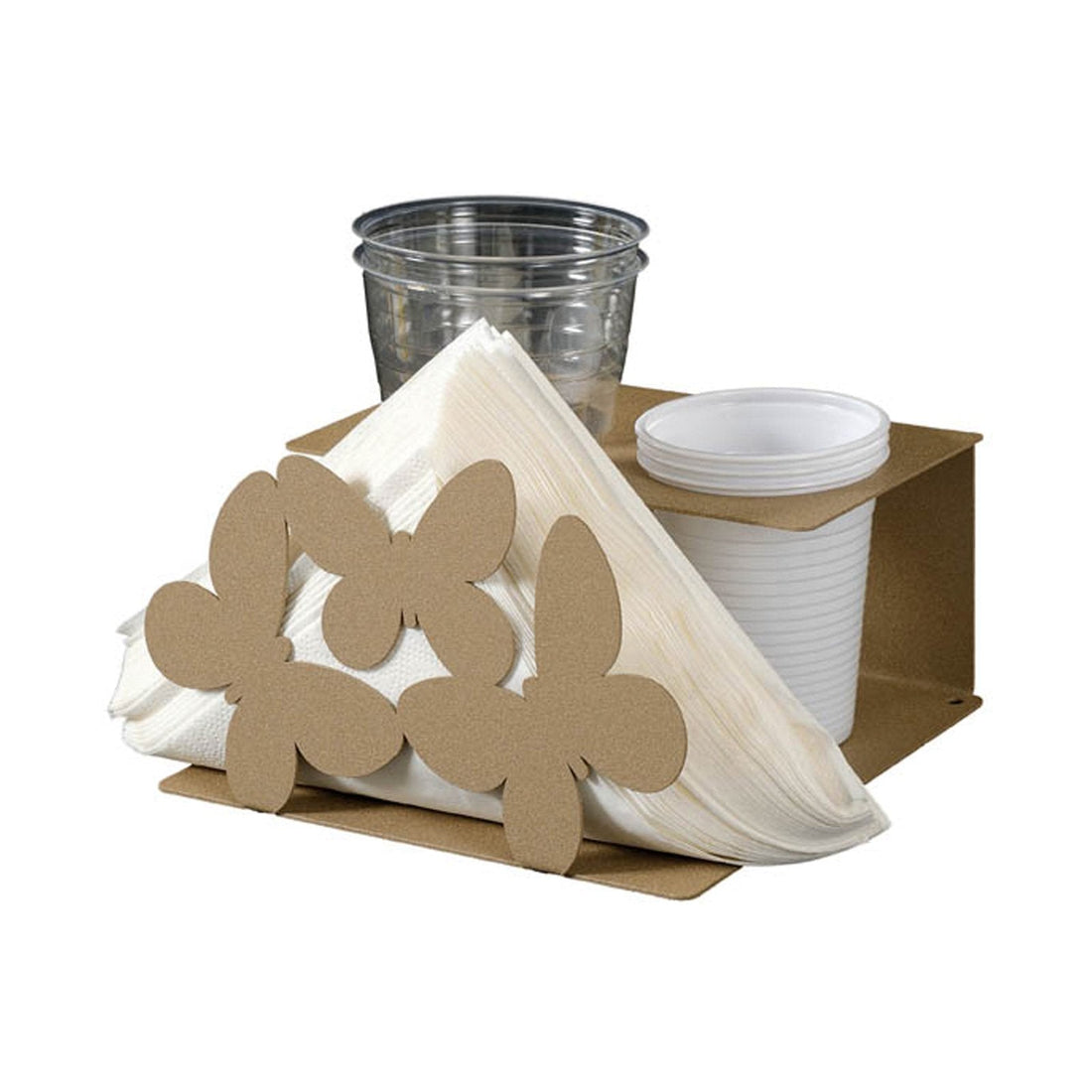 ARTI &amp; MESTIERI Set Porta Bicchieri E Tovaglioli Farfalle Beige