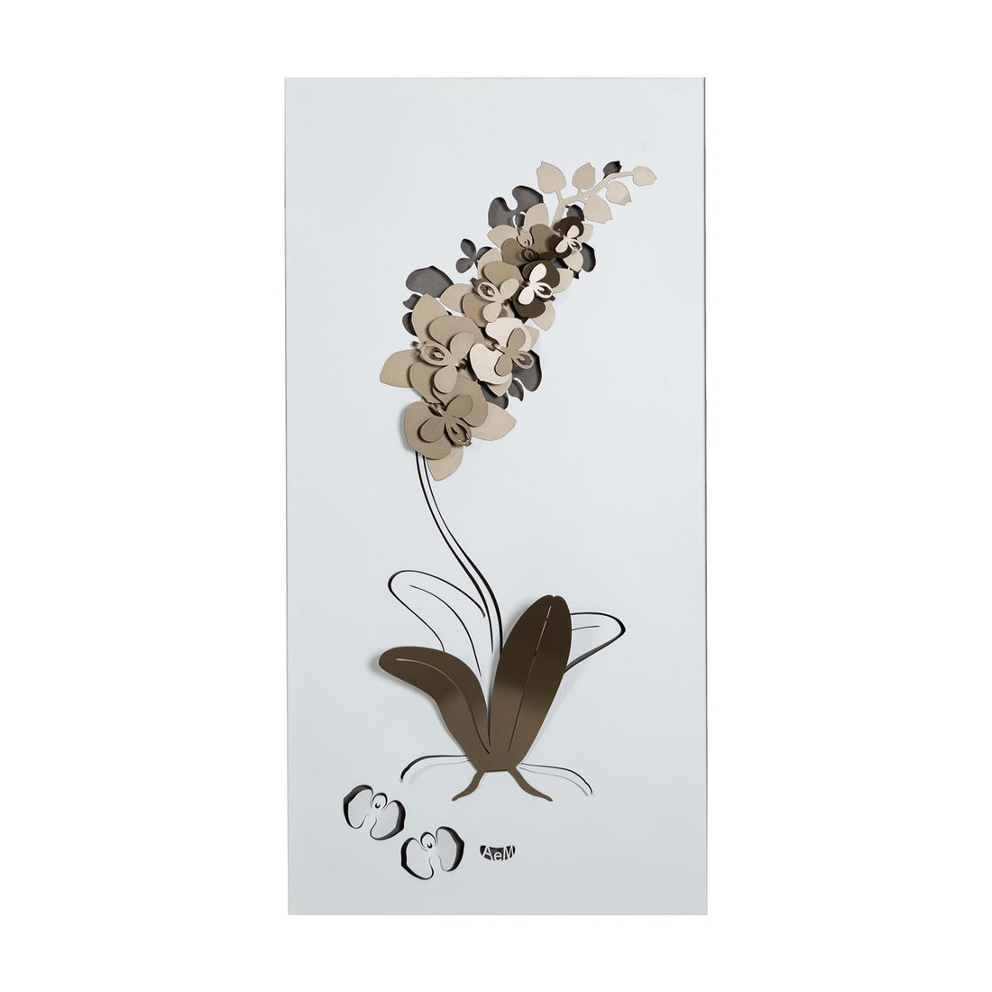 ARTI &amp; MESTIERI Pannello Decorativo Moderno Orchidea Bronzo E Bianco