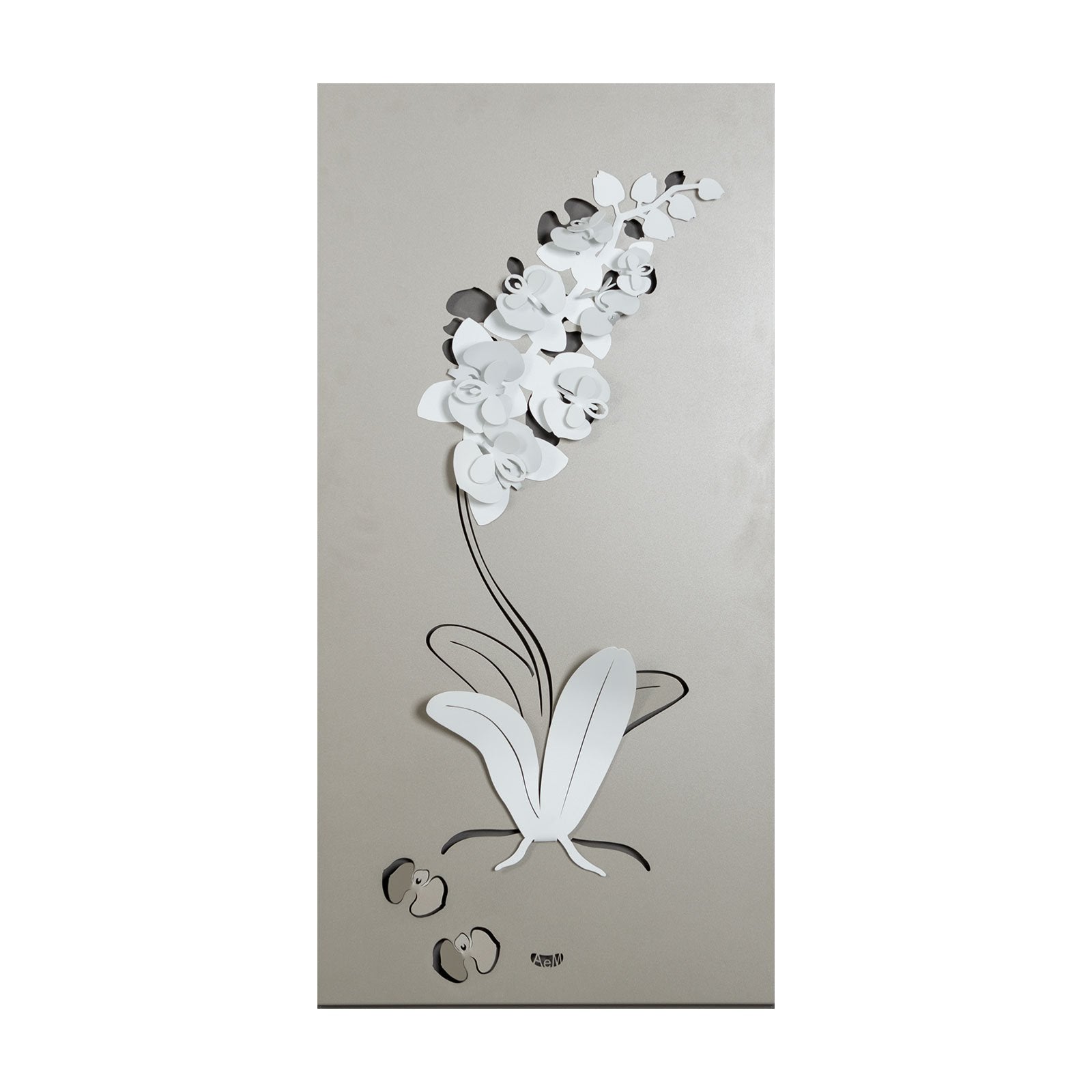 ARTI &amp; MESTIERI Pannello Decorativo Moderno Orchidea Sabbia E Bianco