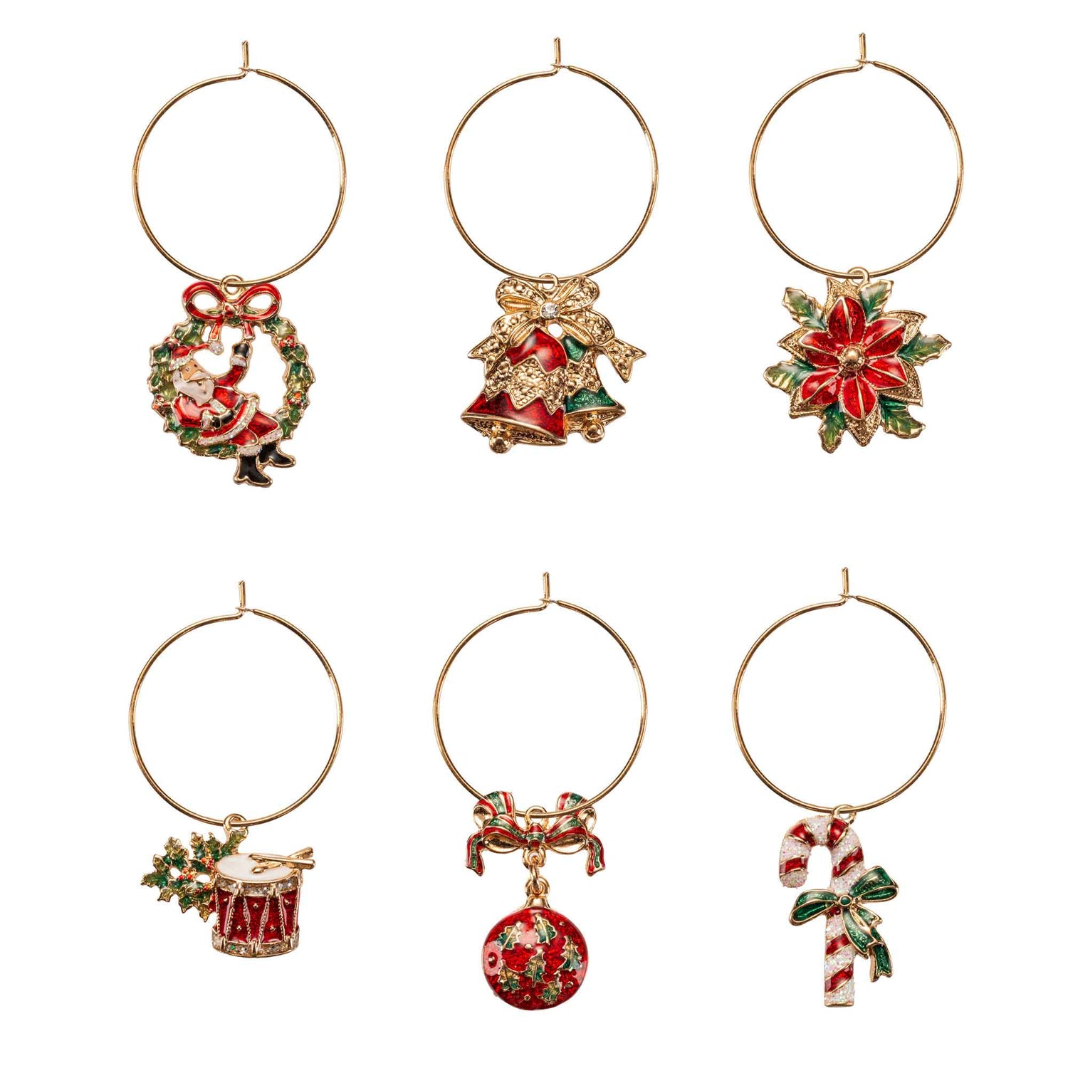 LAMART Segnabicchieri Set 6 Pezzi Metallo 2cm Bicchieri Tavola Natalizia Natale