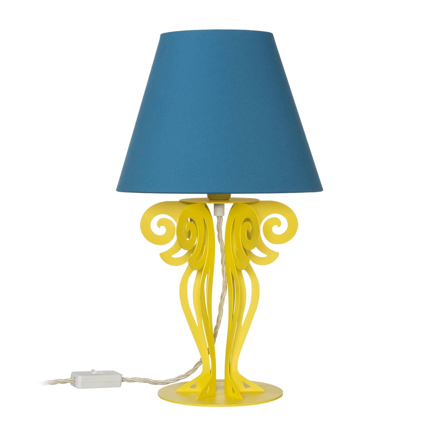 ARTI &amp; MESTIERI Lampada da Tavolo Colorata con Paralume Circeo Pop Giallo Paralume Azzurro