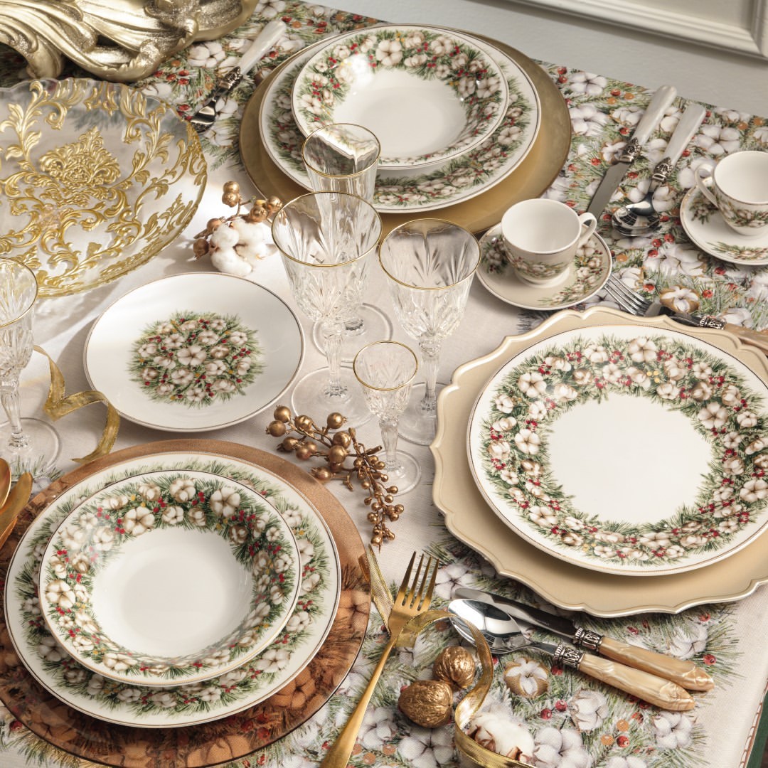 BRANDANI Batuffoli Table Service Plates 18 Pieces Christmas Christmas Table