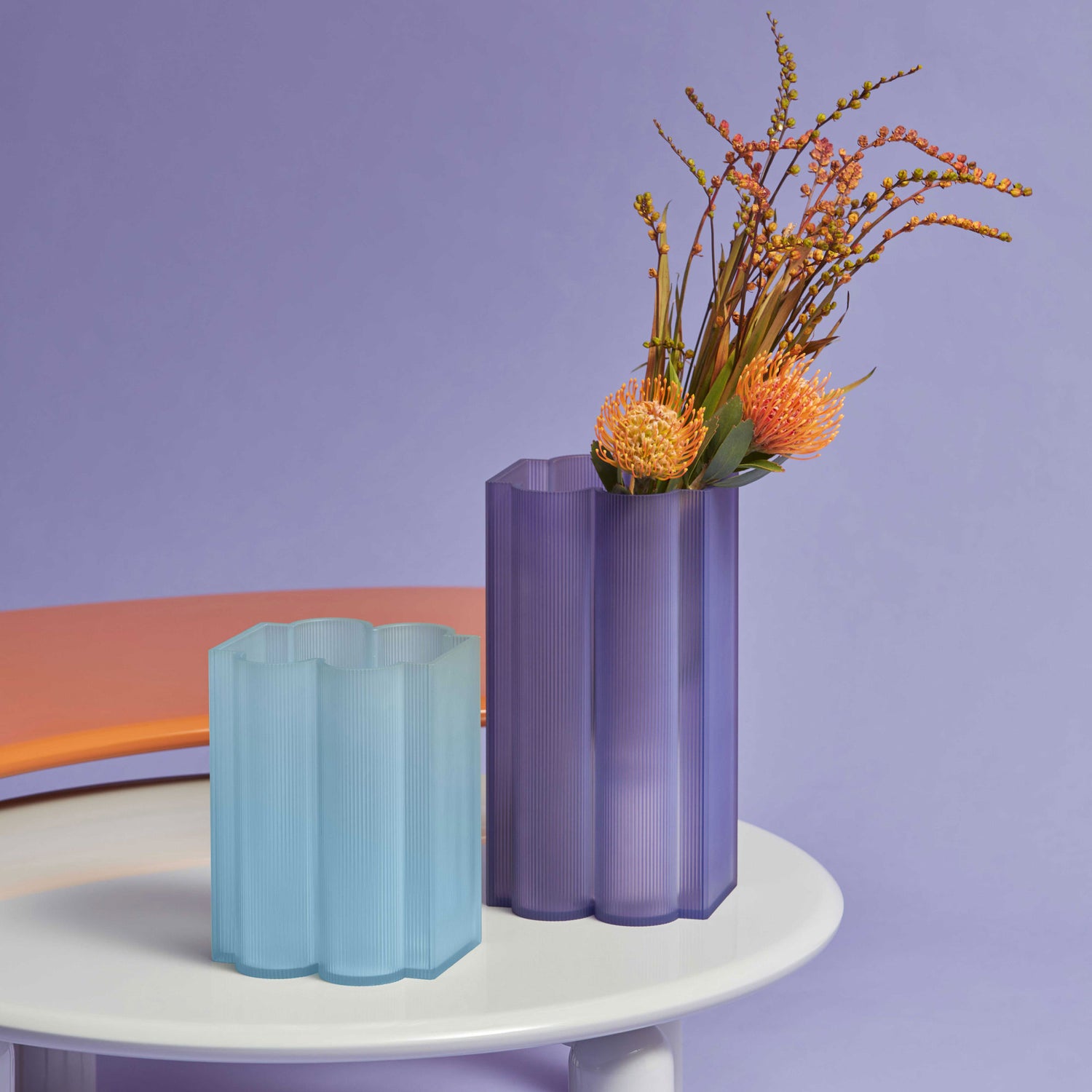 KARTELL Okra Vaso Basso 24x18cm Azzurro PMMA Riciclato