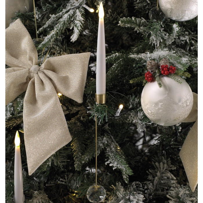 MASCAGNI CASA Set 10 Candele con Luce LED per Albero di Natale con Palla Diamante in Vetro 31,5cm Addobbi di Natale