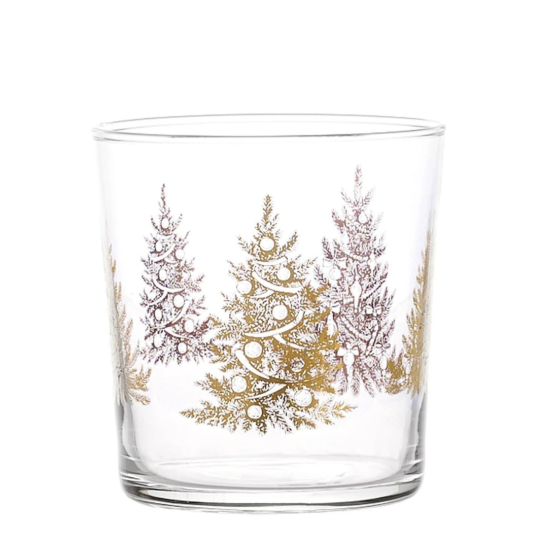 SIMPLE DAY Set 6 Bicchieri Alberi Natalizi 350ml Oro Vetro