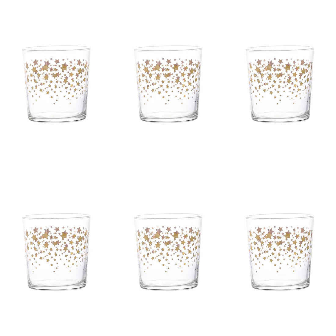 SIMPLE DAY Set 6 Bicchieri Stelle di Natale 350ml Oro Vetro