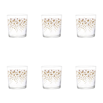 SIMPLE DAY Set 6 Bicchieri Stelle di Natale 350ml Oro Vetro