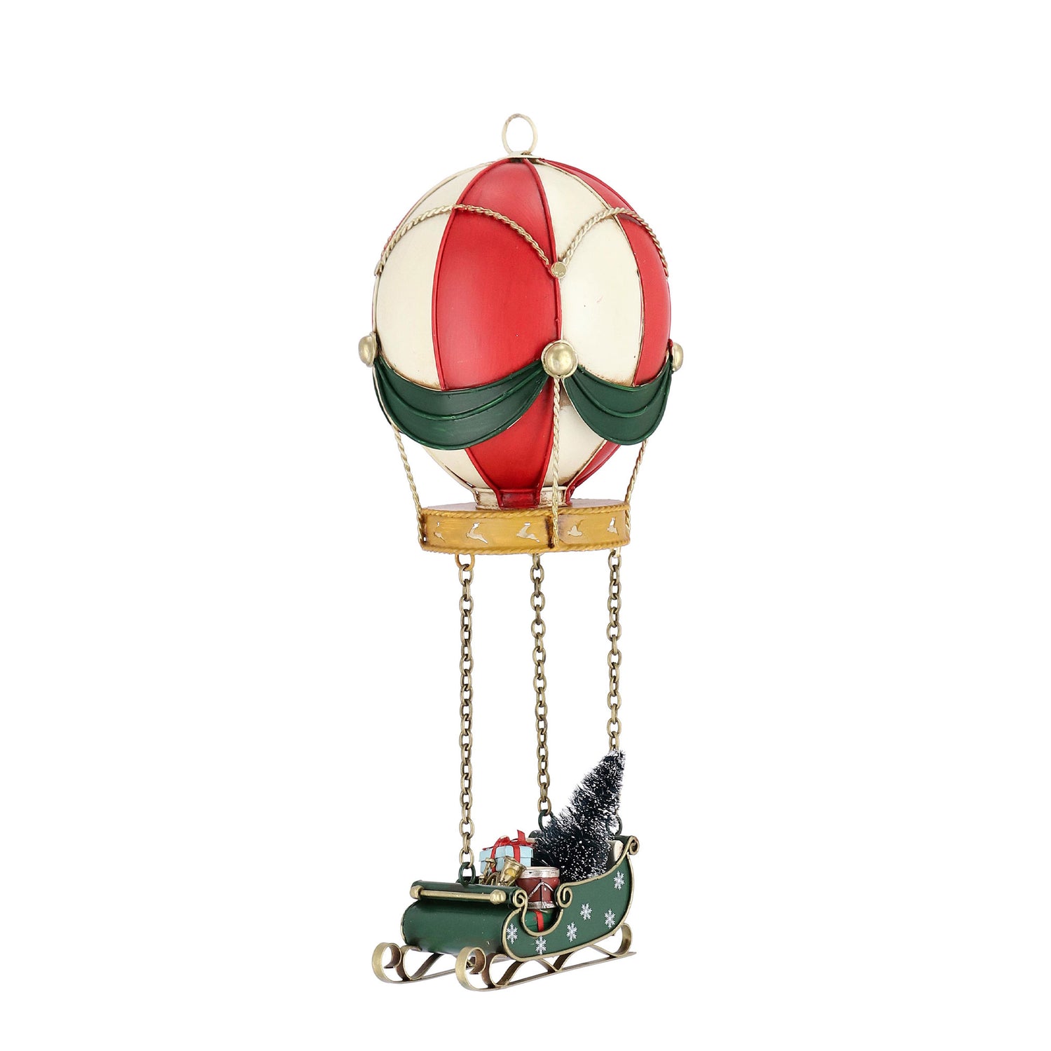 BIZZOTTO Mongolfiera Noelle con Slitta Decorazione Natalizia 37x13cm Resina