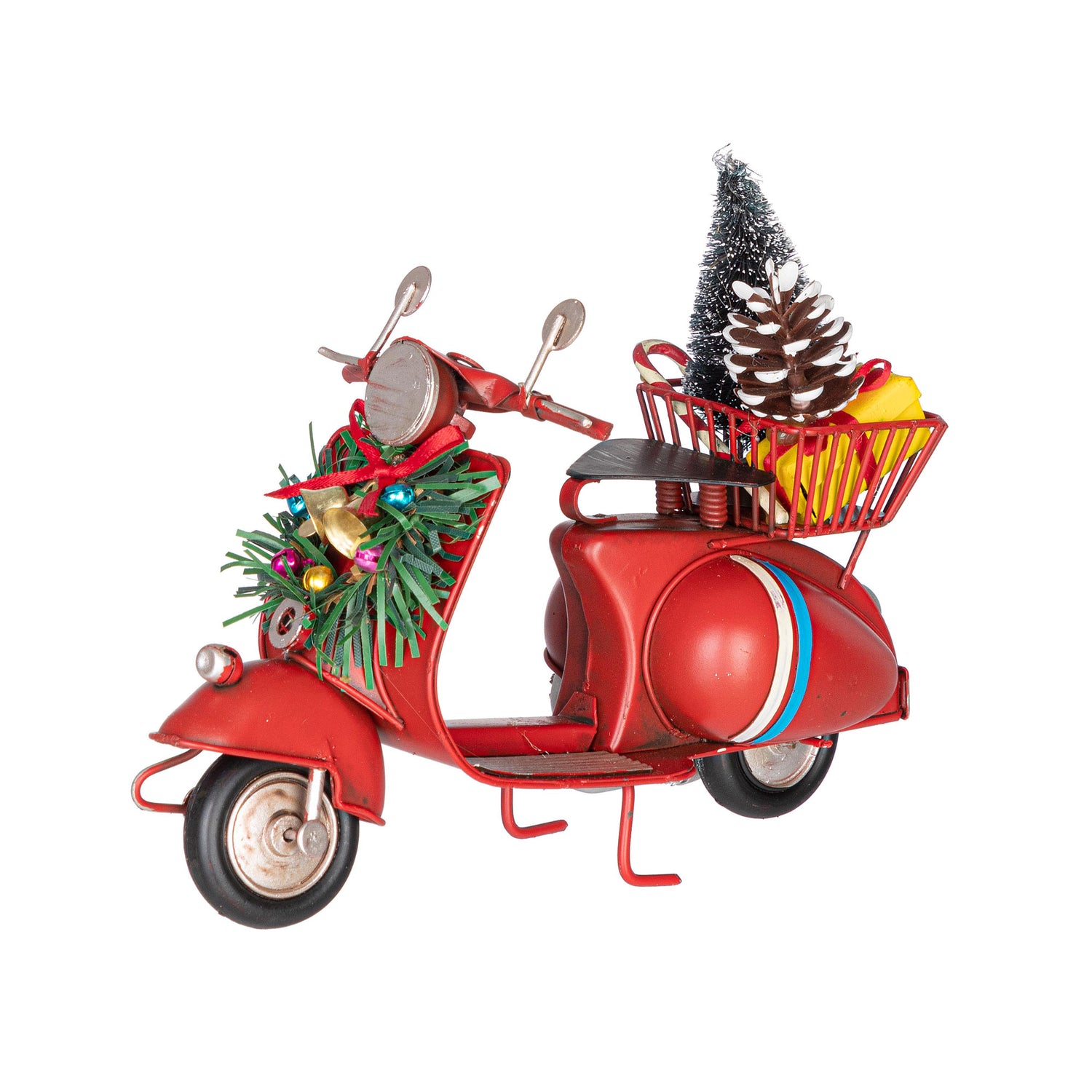 BIZZOTTO Decorazione Natalizia Chelsie Scooter con Pino 13x17cm Rosso