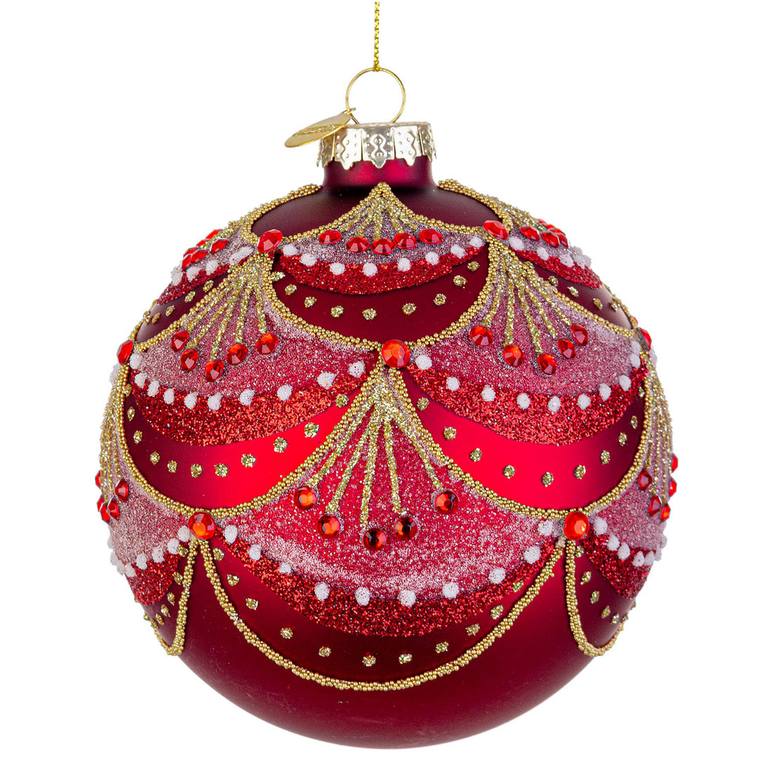 BIZZOTTO Sfera Pallina in Vetro per Albero di Natale Glitz 10cm Rosso